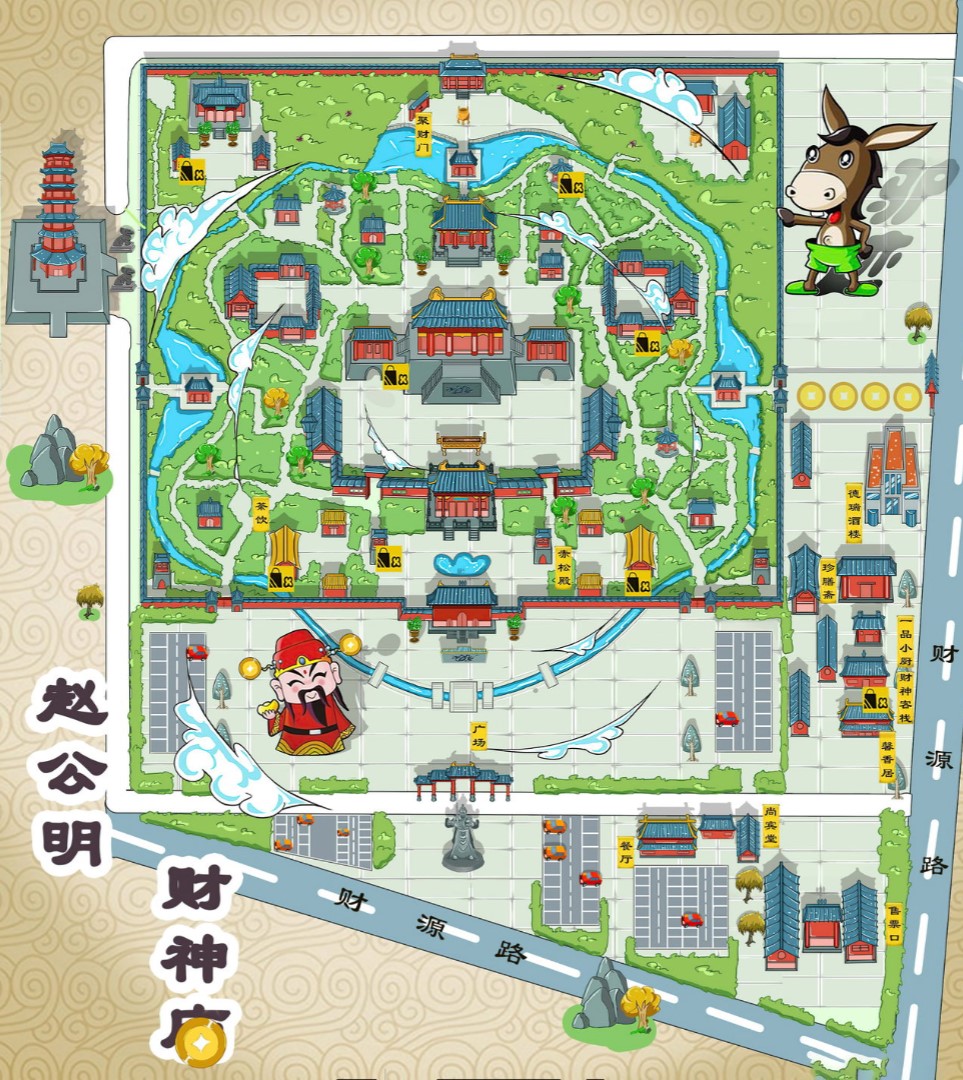 曲阳寺庙类手绘地图